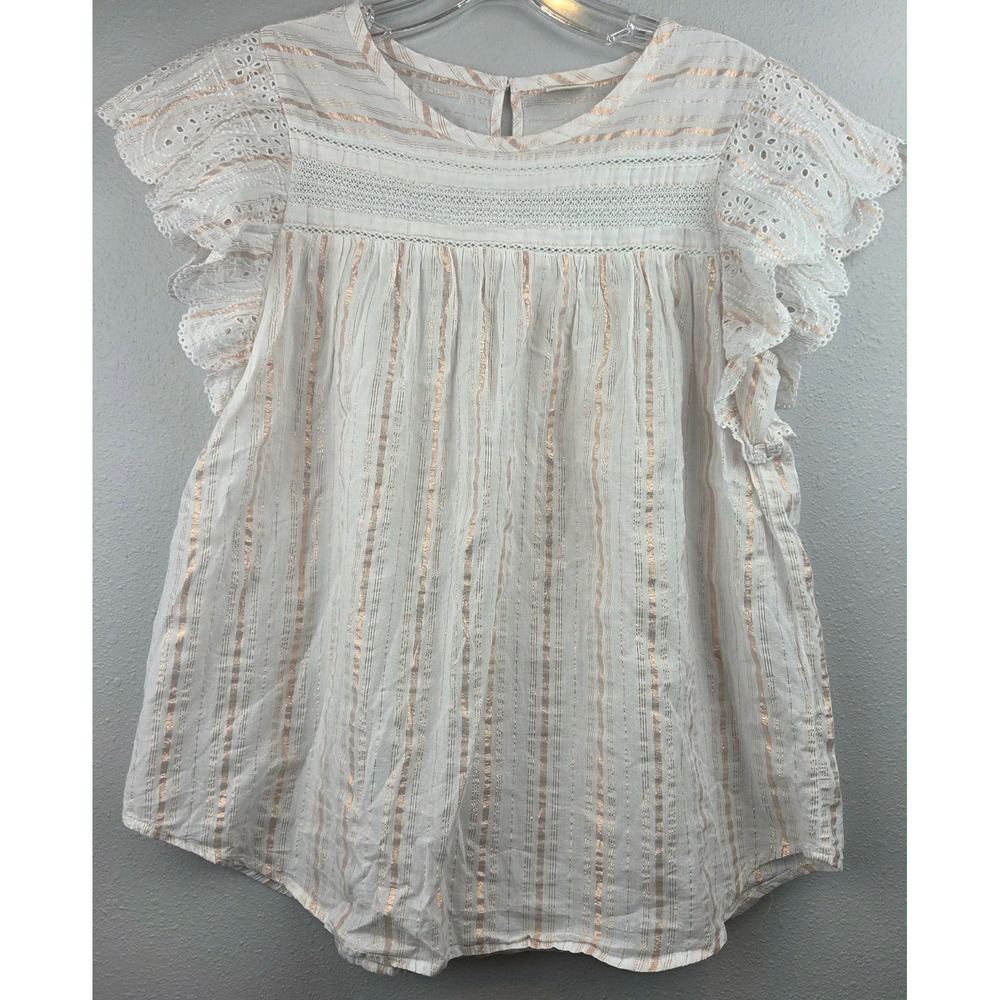 Good Hart Matilda Jane Womens Rose Gold Metallic Eyelet Mockingbird Top Medium